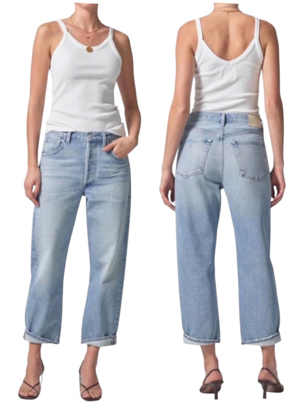 Citizens of Humanity Dahlia Bow Leg Baby Roll Jeans “Ribbon” Wash NWOT Size 28